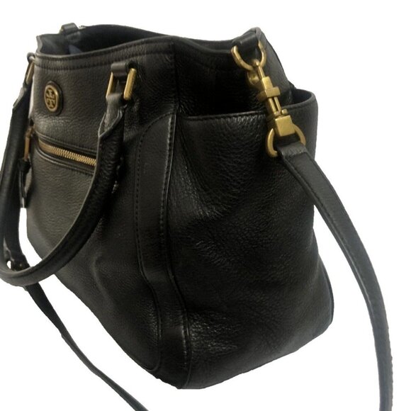 Tory Burch  handbag Black Leather  Purse Shoulderbag  Tote Satchel - Picture 4 of 10